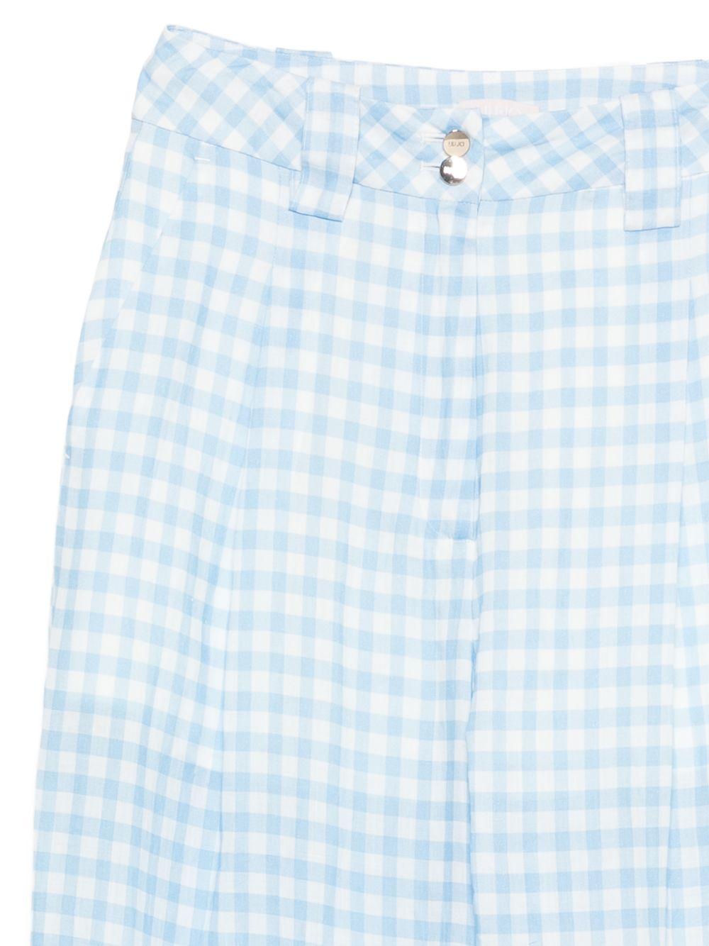 LIUJO Pantaloni a quadretti celesti e bianchi