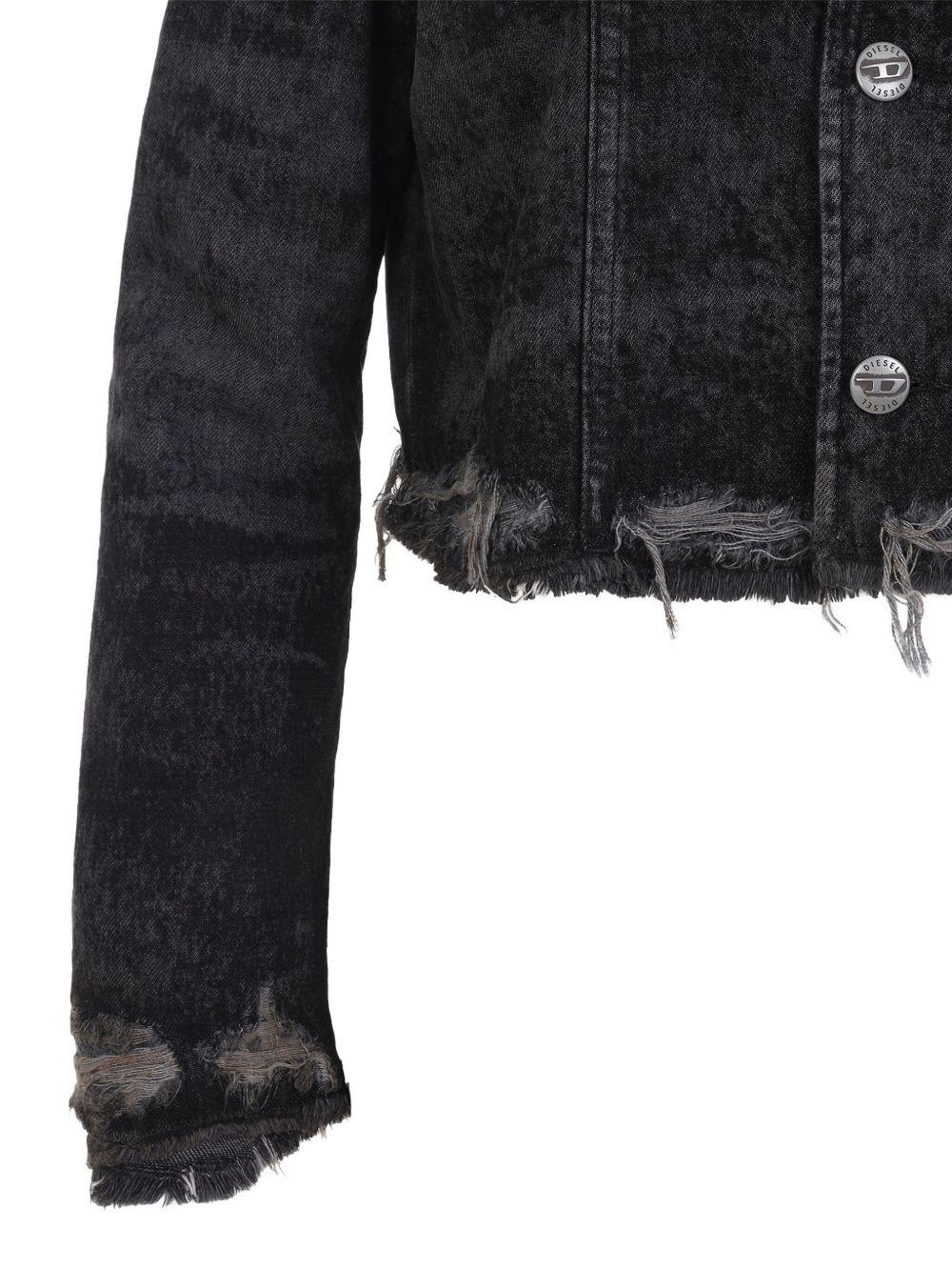 DIESEL Giacca denim con bordi sfrangiati