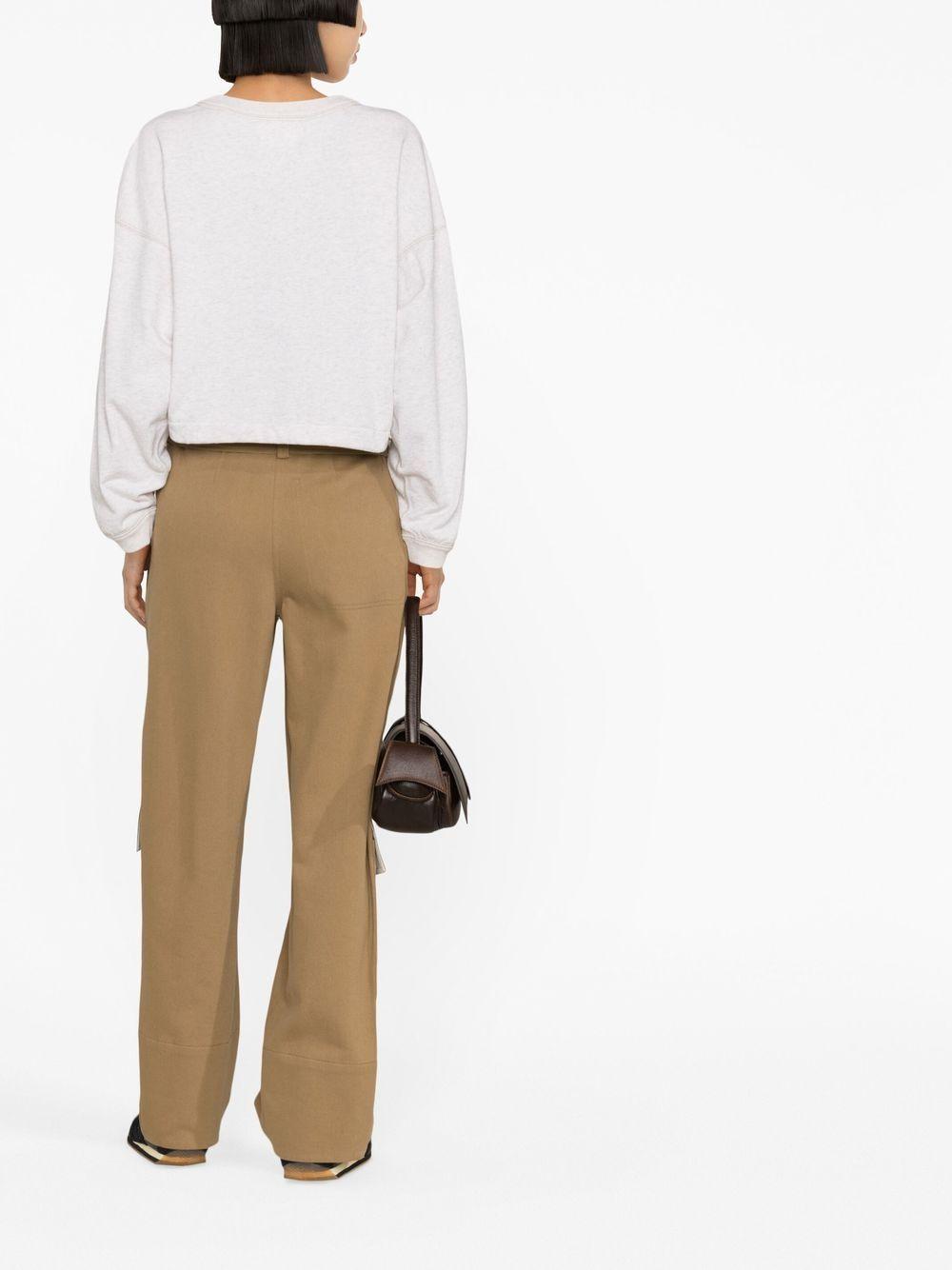 MARANT ETOILE Felpa 'Margo' in misto cotone grigio con coulisse crop