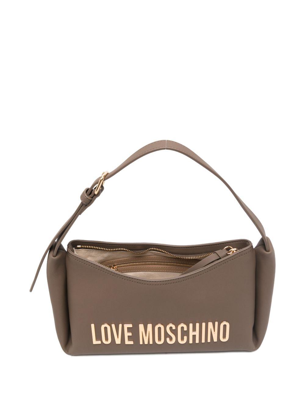 LOVE MOSCHINO Borsa a spalla tortora con logo dorato