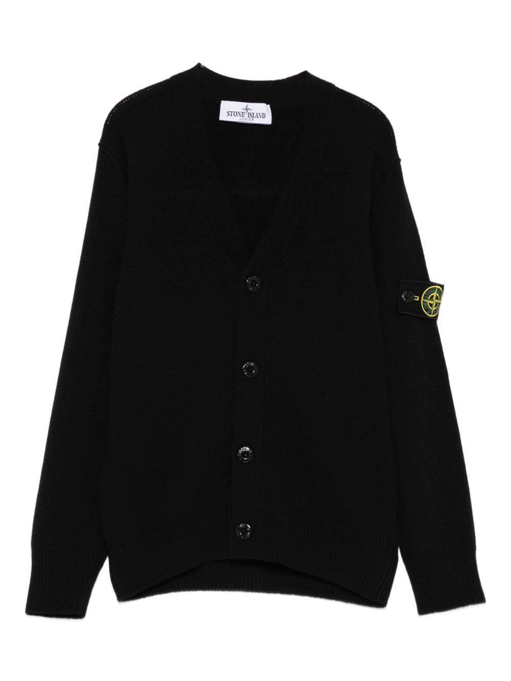 STONE ISLAND Cardigan in maglia con patch logo