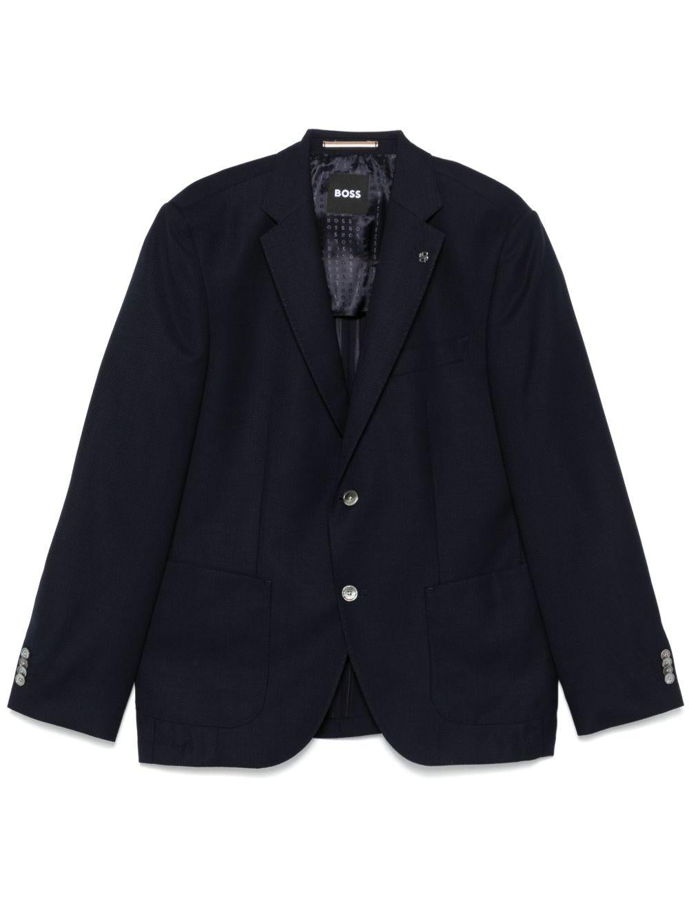 BOSS Blazer monopetto in lana vergine blu