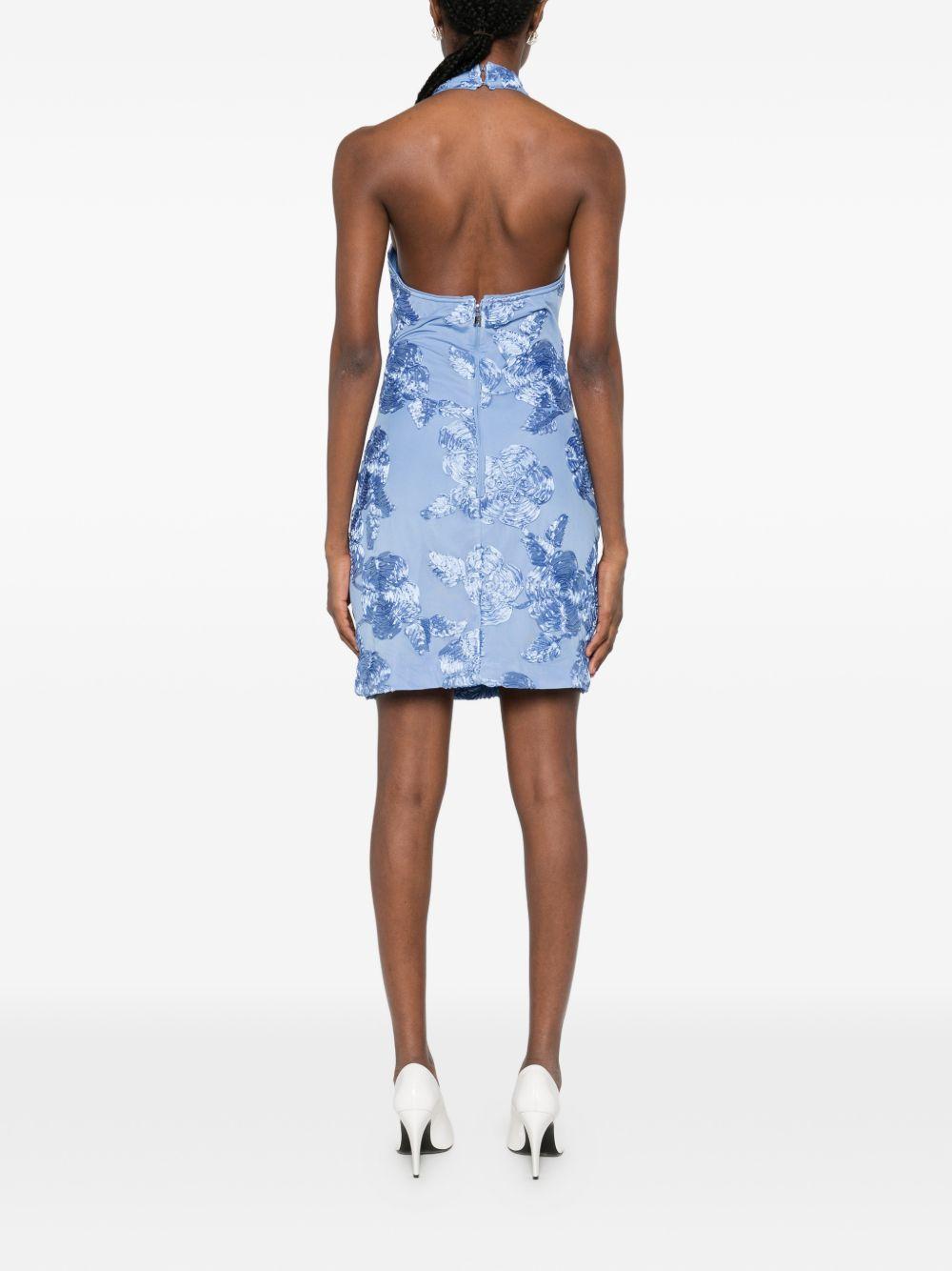 ROTATE Abito corto celeste con ricami floreali