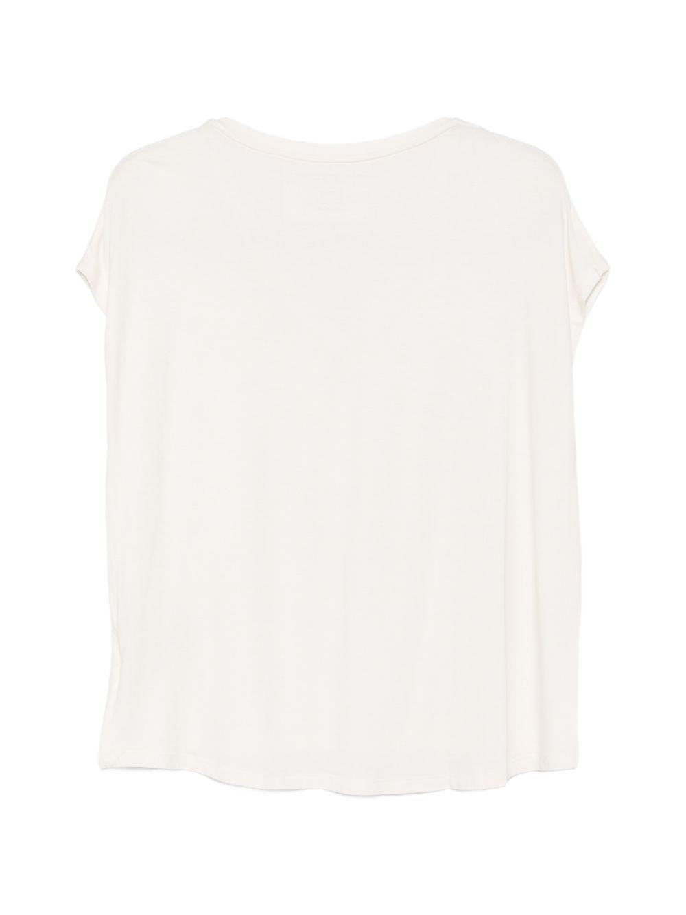 MAJESTIC FILATURES T-shirt morbida con scollo a V crema