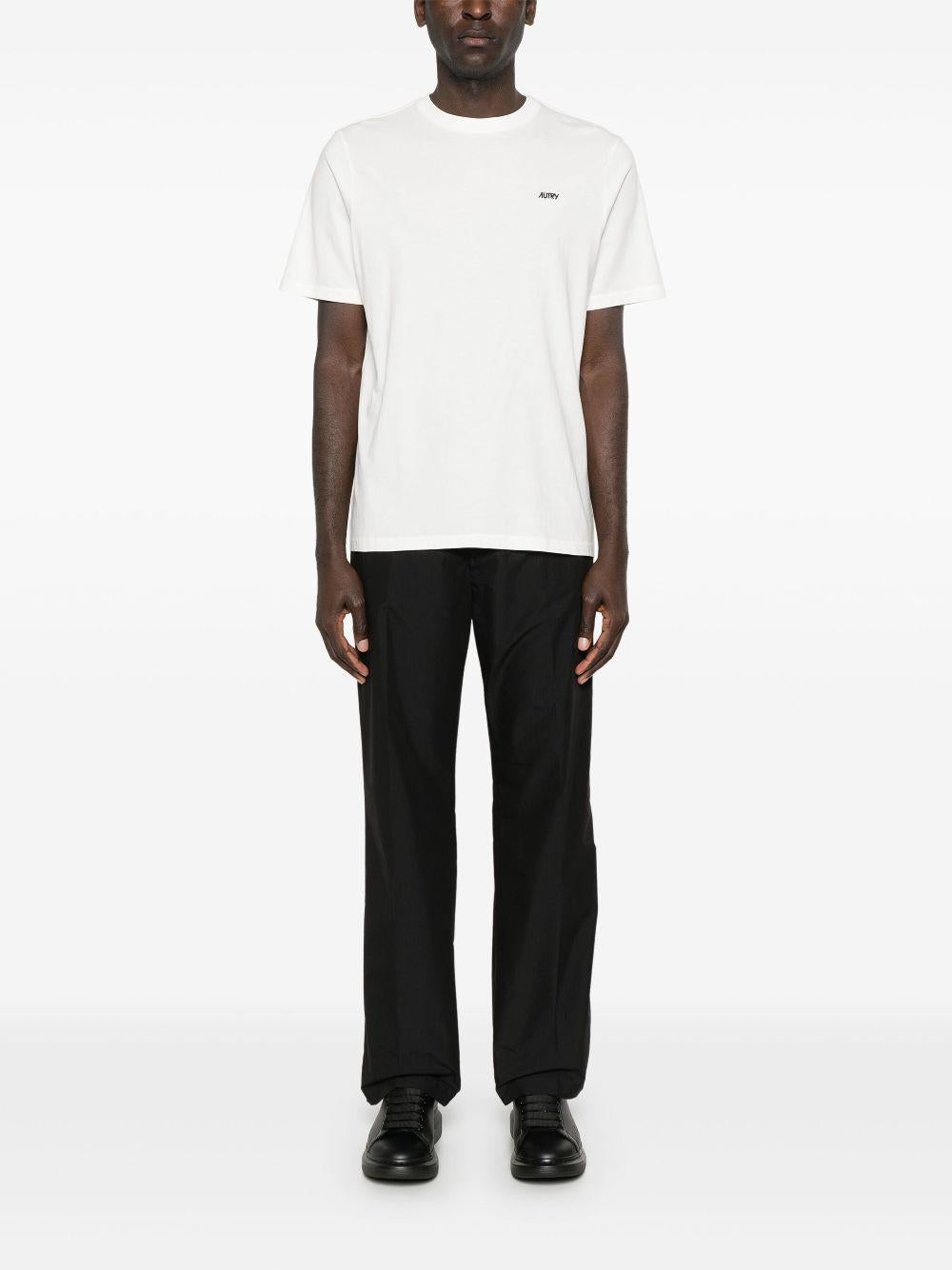 AUTRY T-shirt in cotone bianco con stampa logo nero