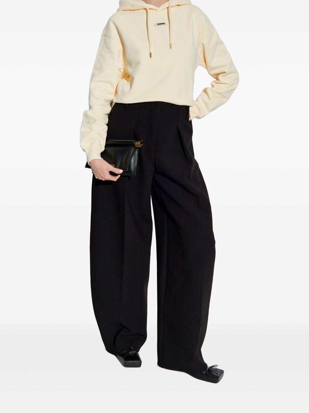 JACQUEMUS Felpa Gros Grain beige in cotone con cappuccio