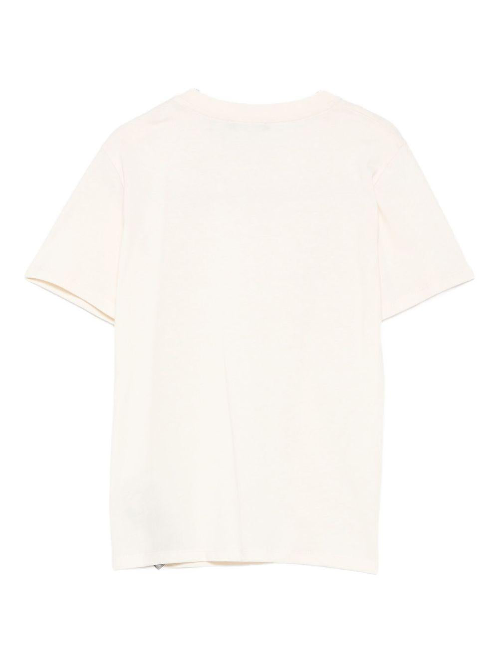 BALMAIN T-shirt in cotone beige con bottoni dorati