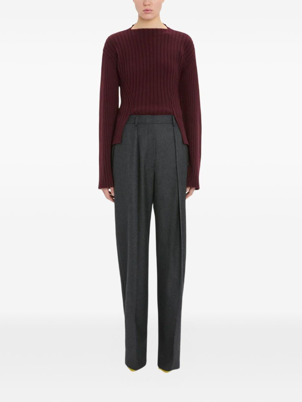 VICTORIA BECKHAM Pantaloni grigi a gamba dritta con pieghe