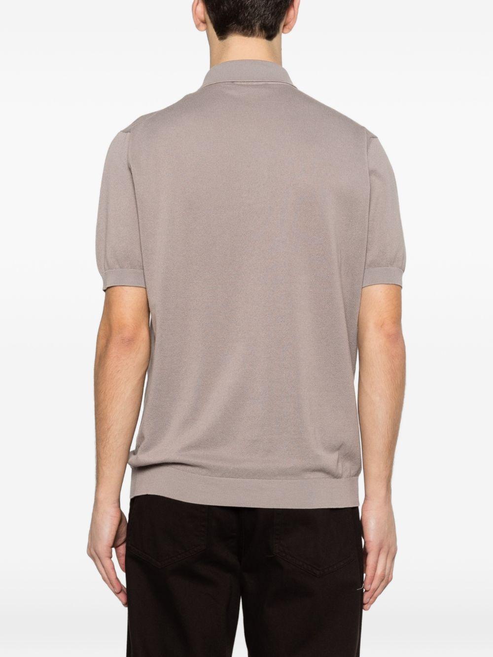 LARDINI Polo in cotone beige maniche corte con colletto a polo