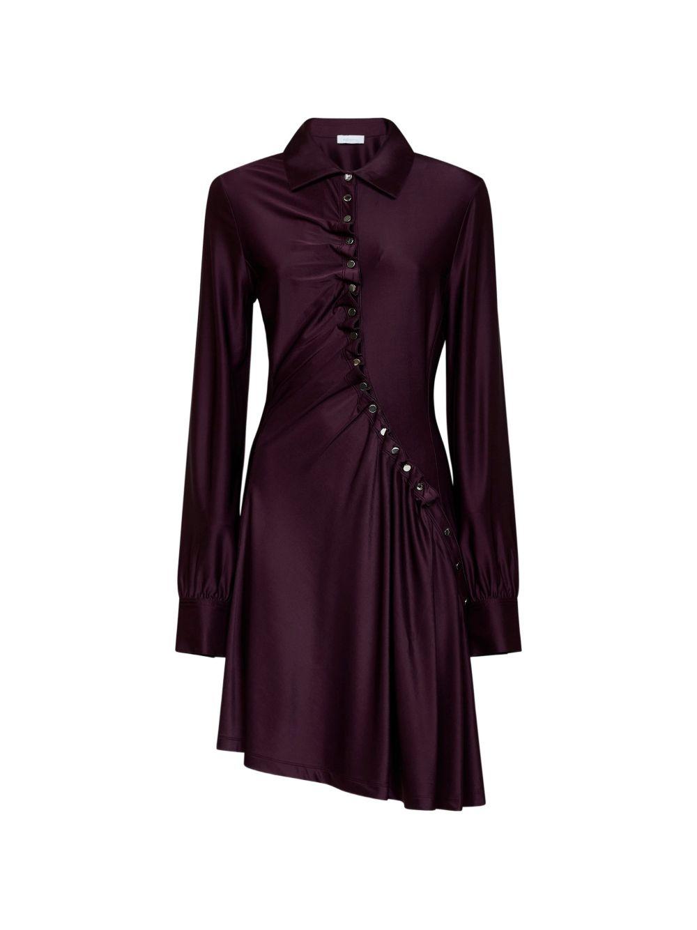 RABANNE Abito camicia asimmetrico drappeggiato viola melanzana