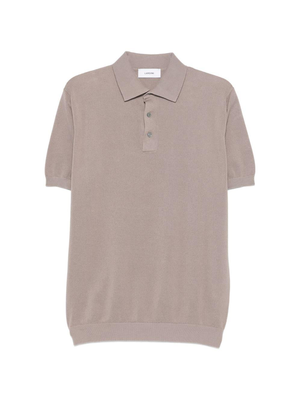 LARDINI Polo in cotone beige maniche corte con colletto a polo