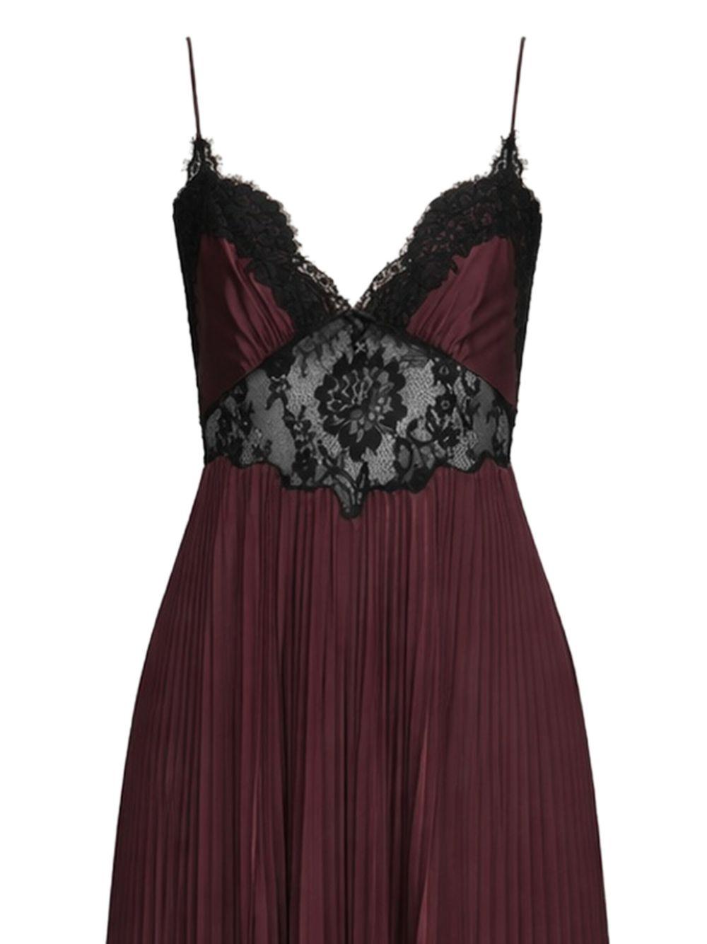 SELF PORTRAIT Abito lungo marrone con pizzo nero