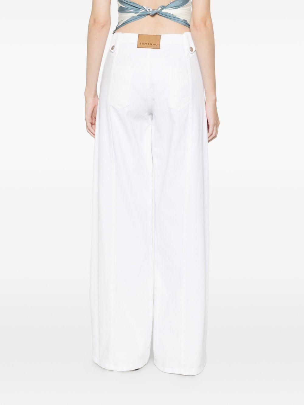 ERMANNO FIRENZE Pantalone bianco a gamba larga