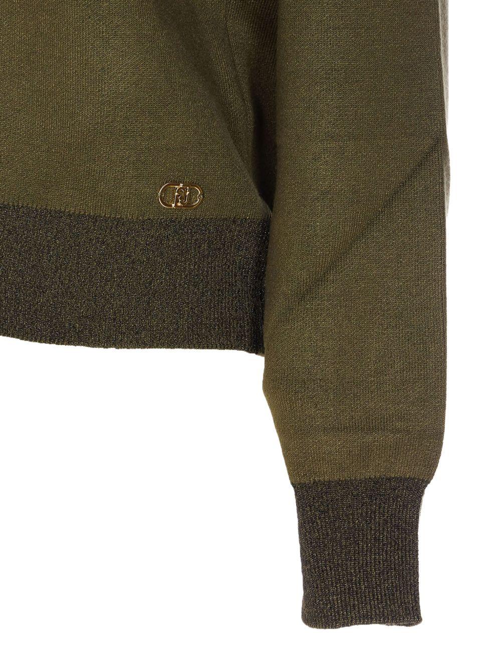 LIUJO Maglia verde oliva con scollo a V