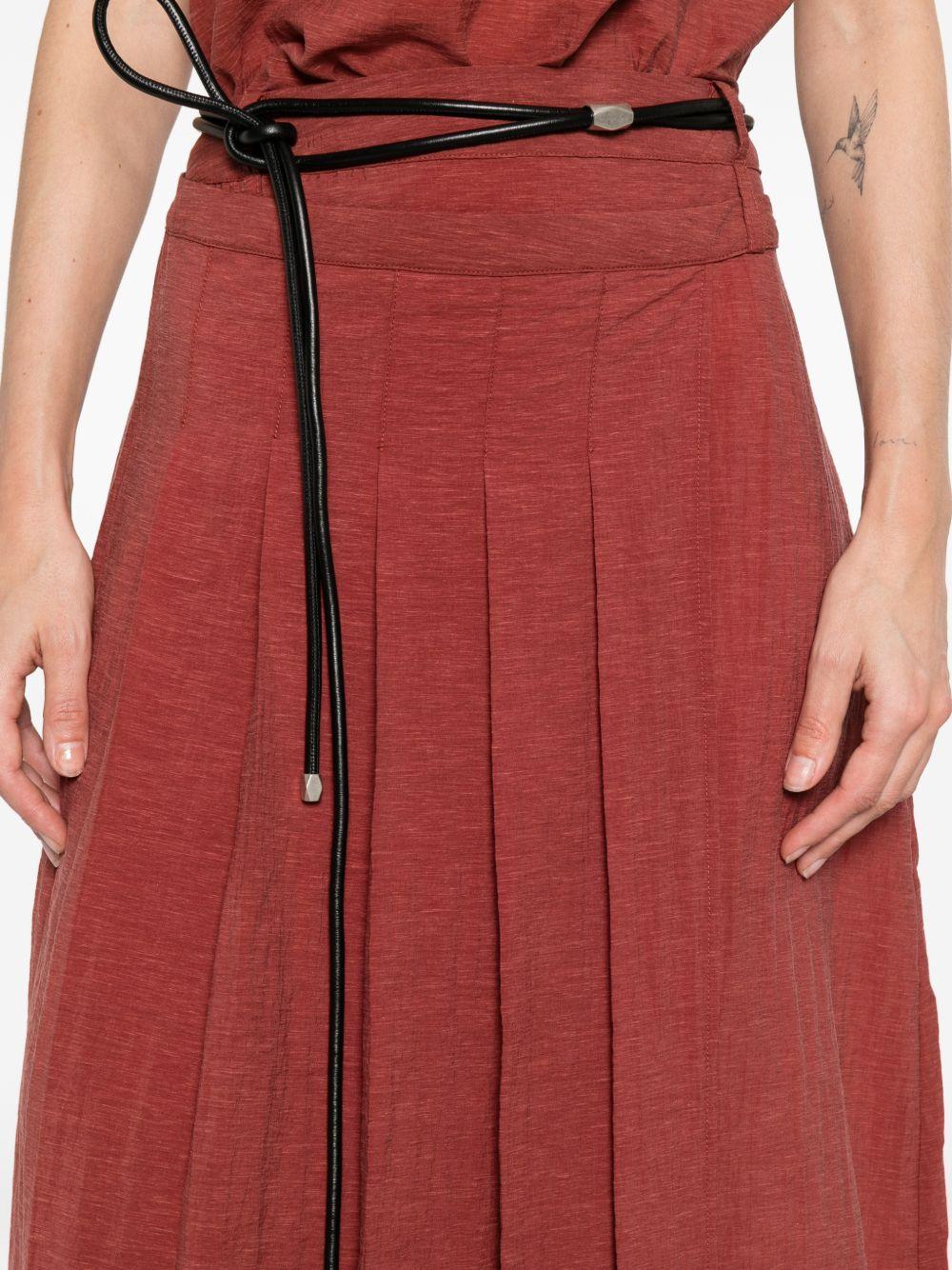 YERSE Gonna midi Laia a pieghe rossa