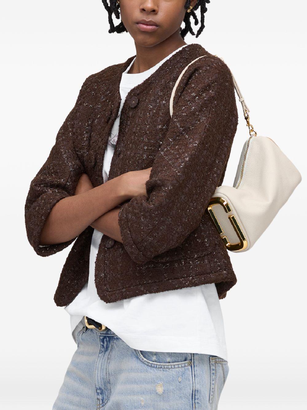 MARC JACOBS Borsa a spalla in pelle bianco sporco con logo dorato laterale