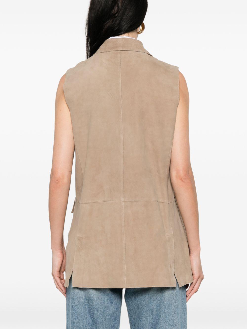 THE JACK AND JACKIE LEATHERS Gilet in suede marrone chiaro con tasche