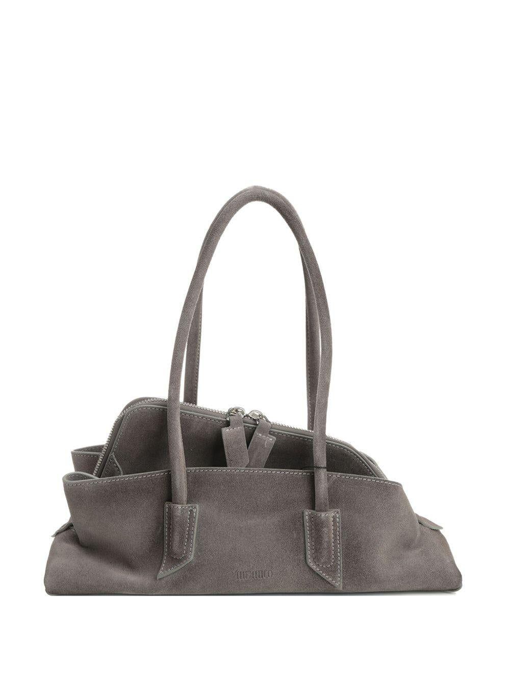 THE ATTICO Borsa a spalla La Passeggiata Small in suede grigio