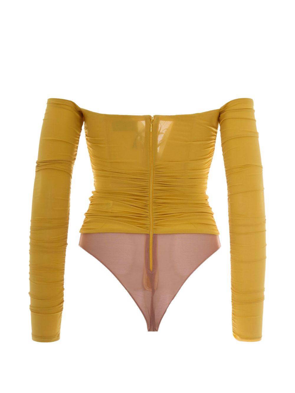 ELISABETTA FRANCHI Body con scollo a cuore e dettagli drappeggiati