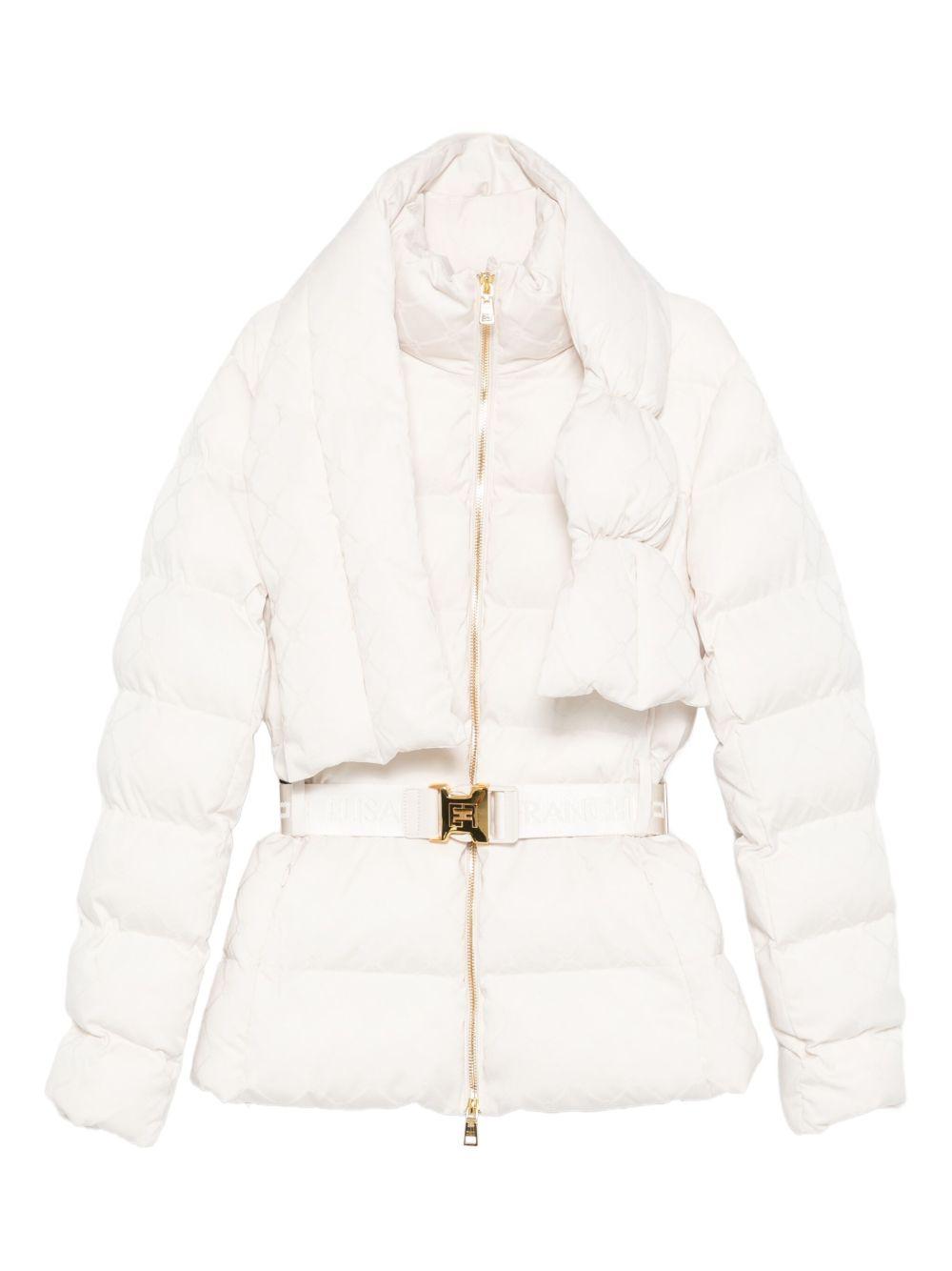 ELISABETTA FRANCHI Piumino corto con cintura e sciarpa