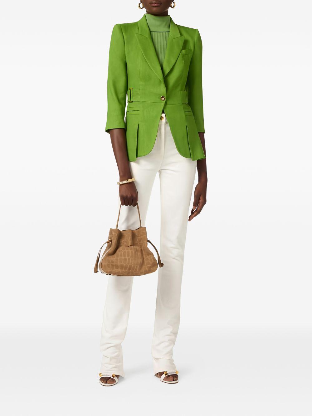 ELISABETTA FRANCHI Blazer strutturato verde con maniche a 3/4