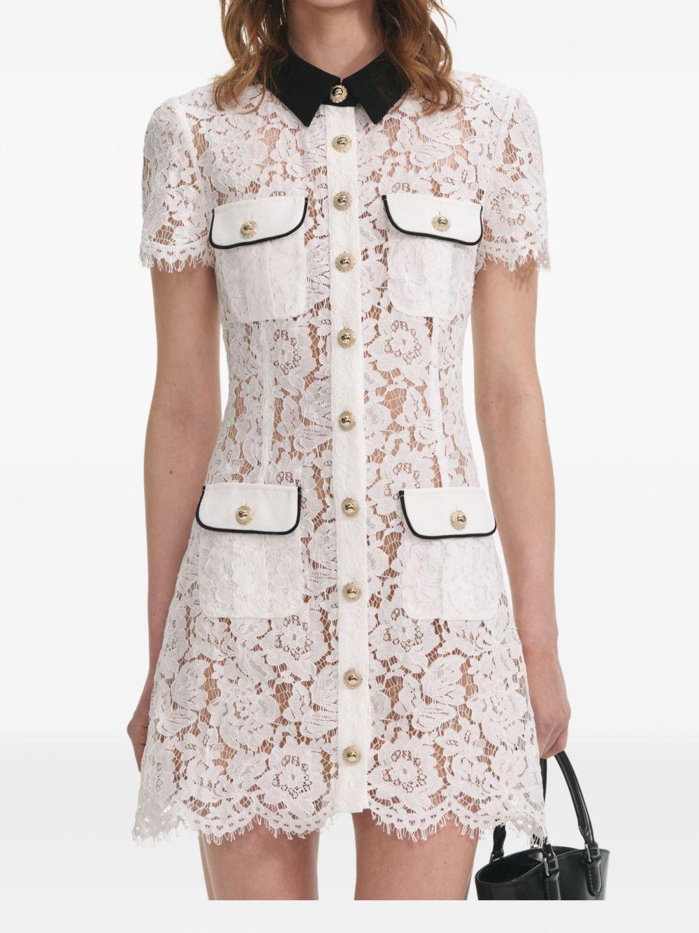 SELF PORTRAIT Abito corto con ricami floreali in pizzo