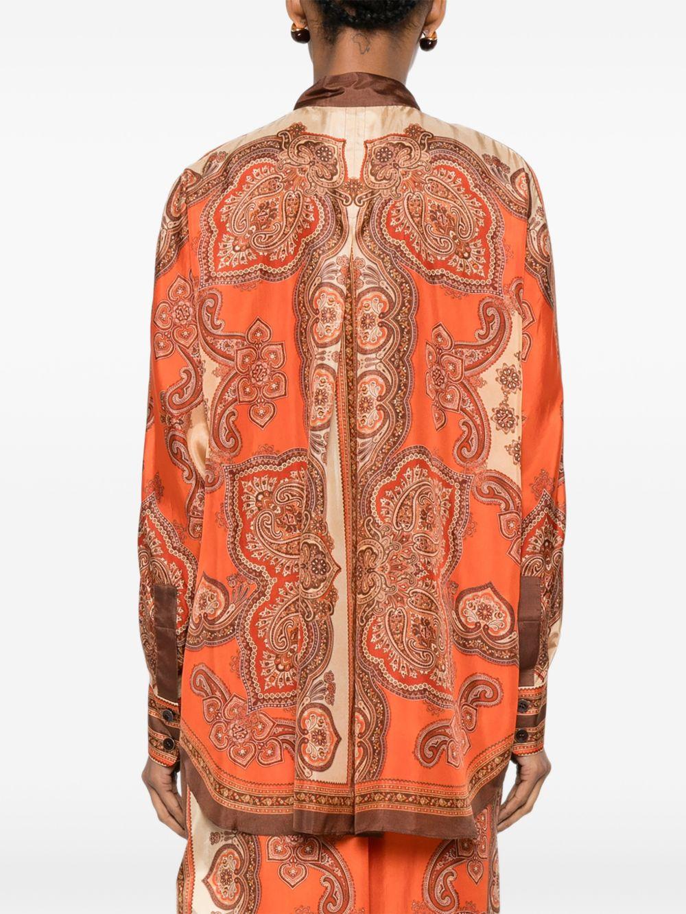 ZIMMERMANN Camicia Mahon Dolman in seta con stampa Paisley mandarino