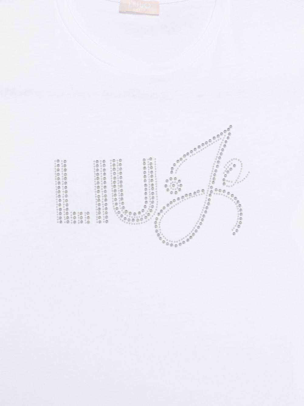 LIUJO T-shirt bianca con strass