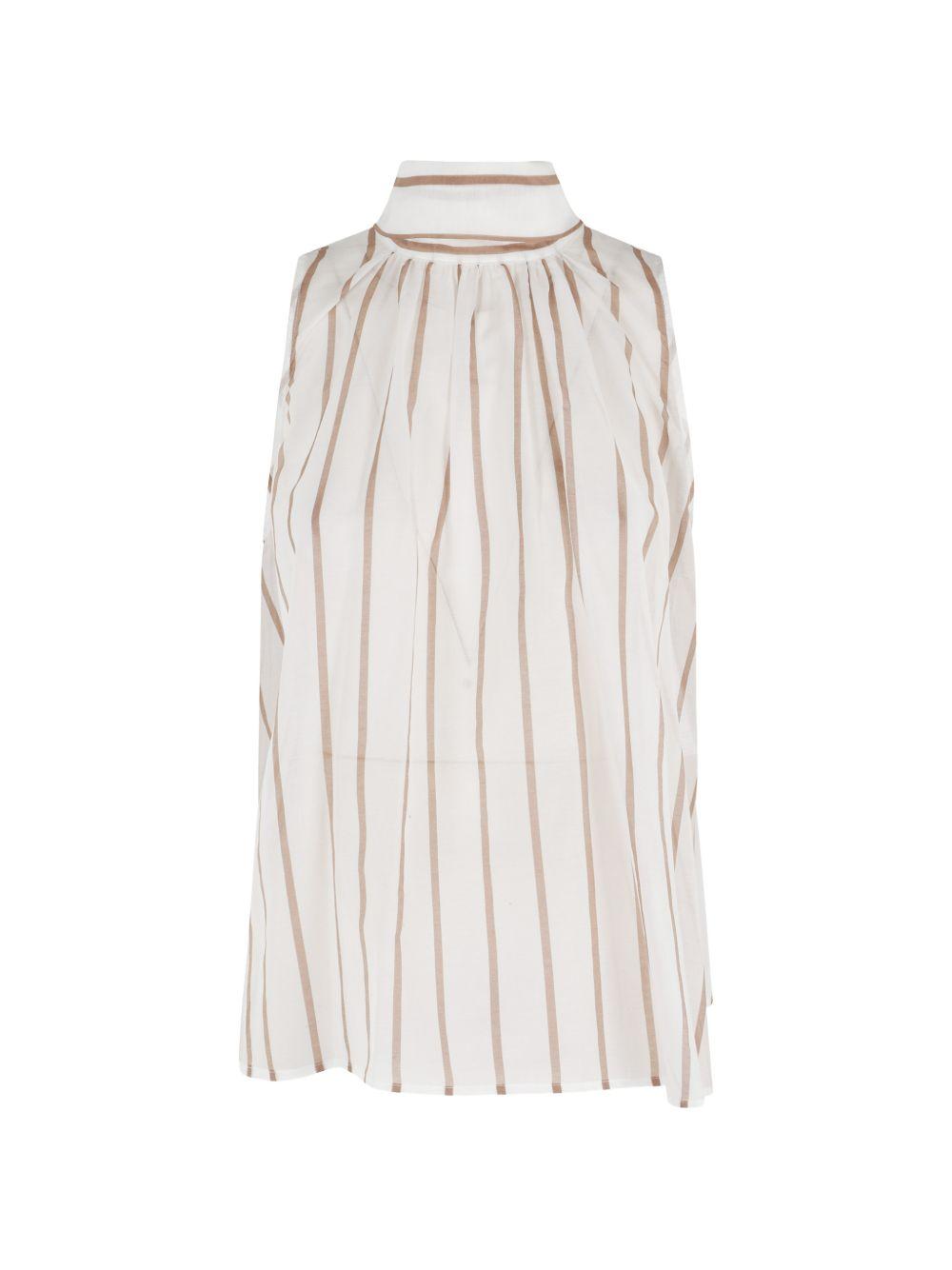 SEMICOUTURE Top Jana in cotone misto seta a righe