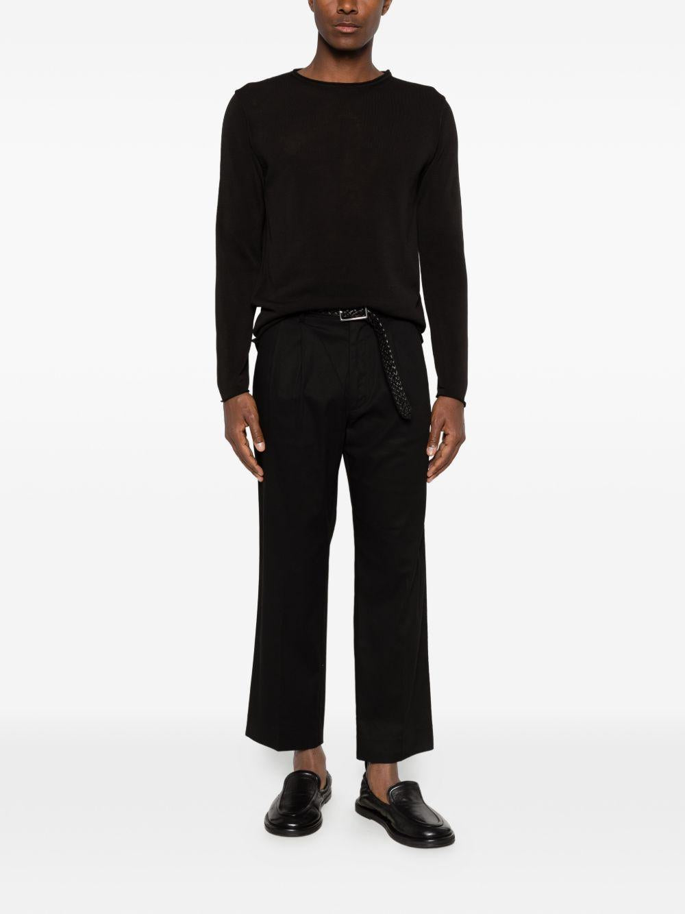DANIELE FIESOLI T-shirt in cotone nero con girocollo a maniche lunghe