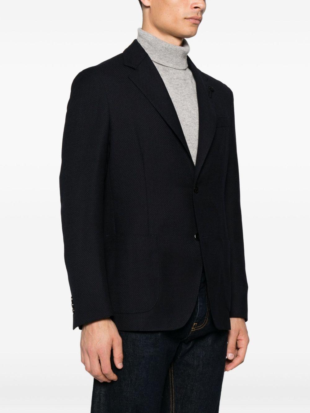 LARDINI Blazer monopetto in lana blu navy