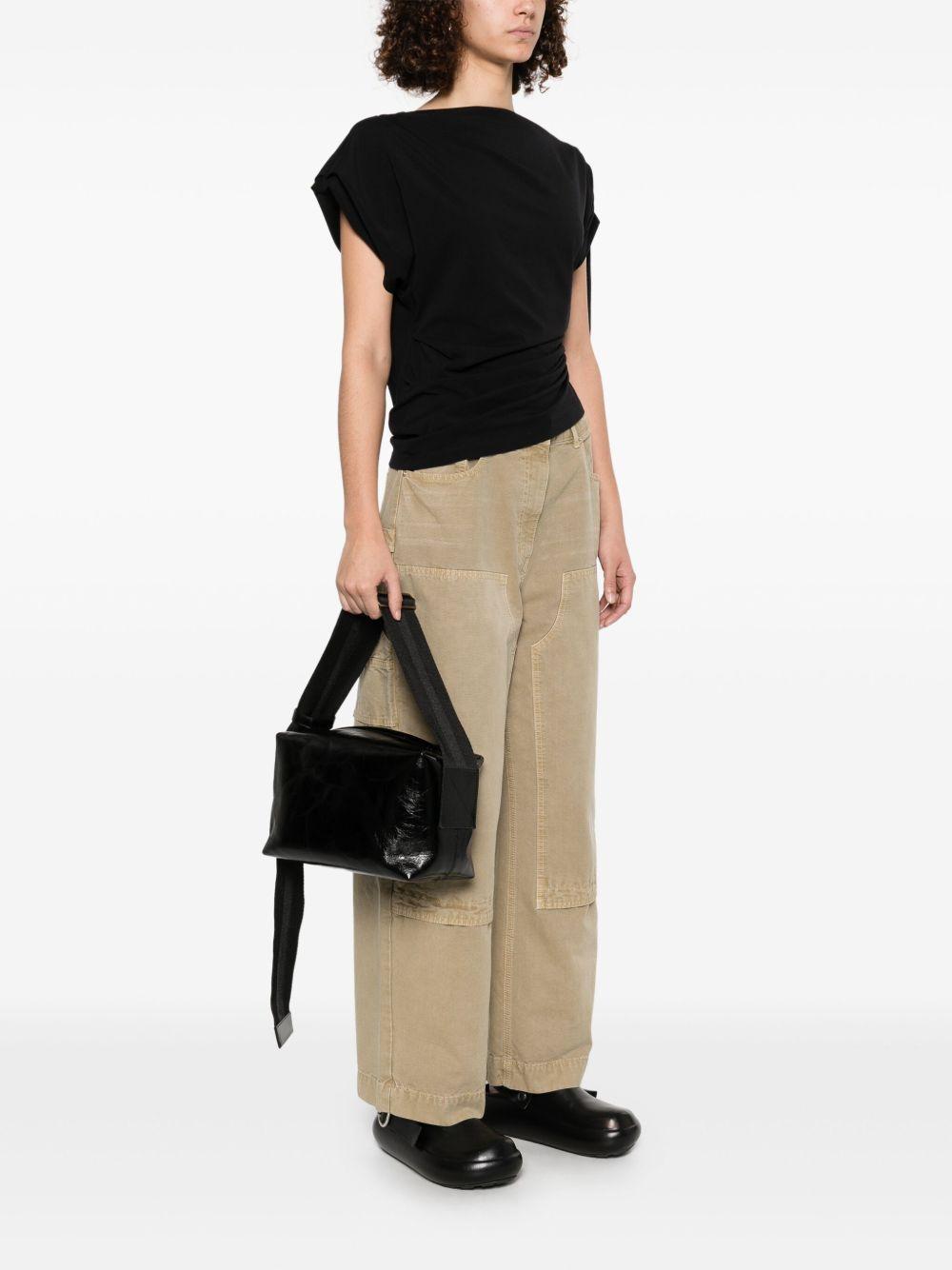 UMA WANG Borsa a spalla media in pelle nera