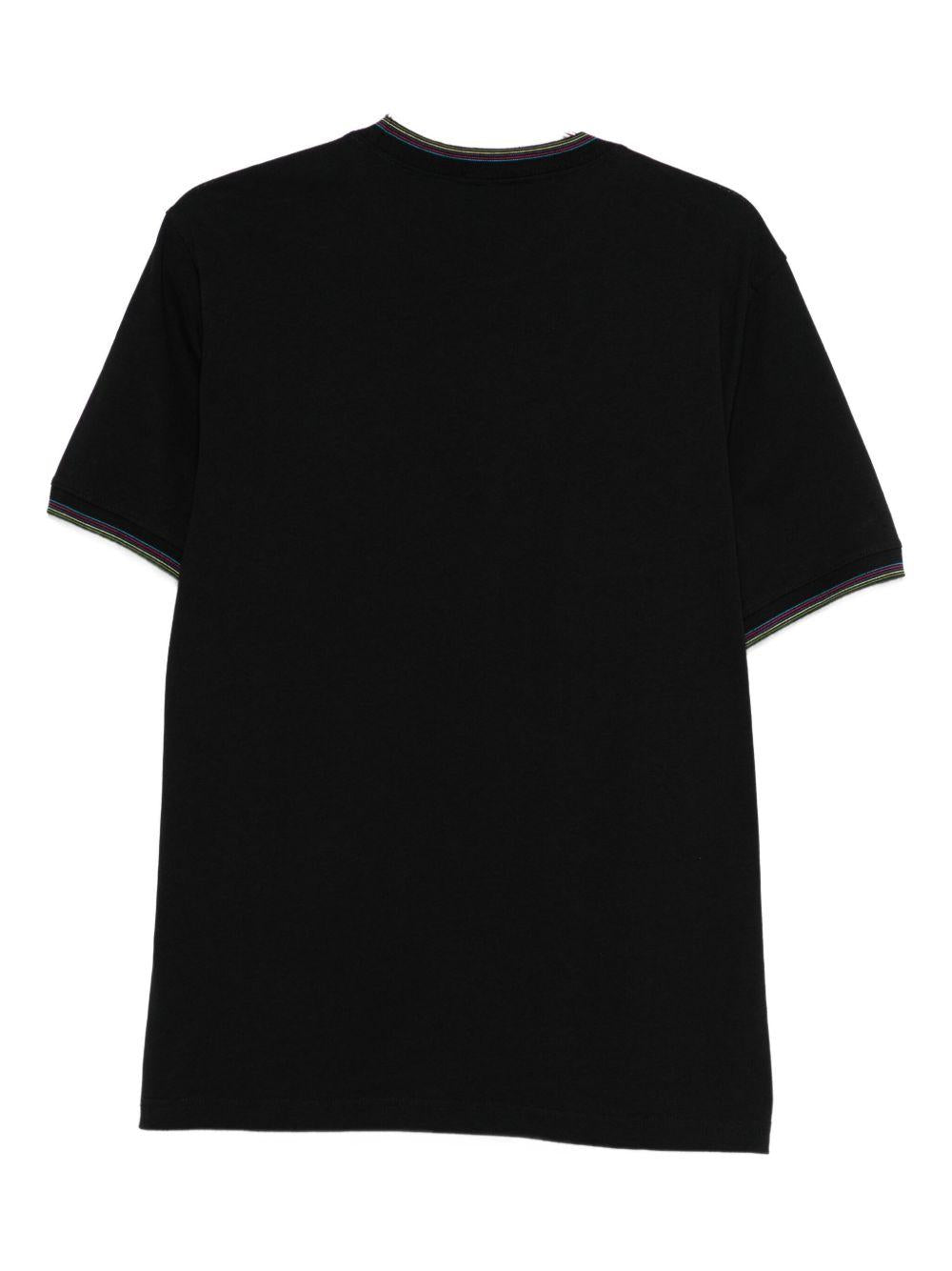 PS PAUL SMITH T-shirt nera con girocollo a righe