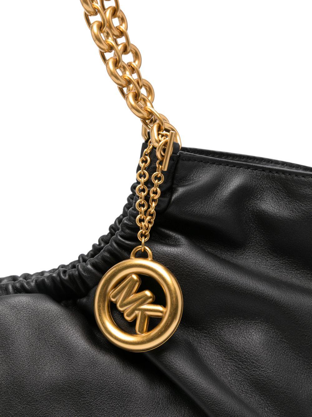 MICHAEL KORS Borsa hobo in pelle nera con charm MK