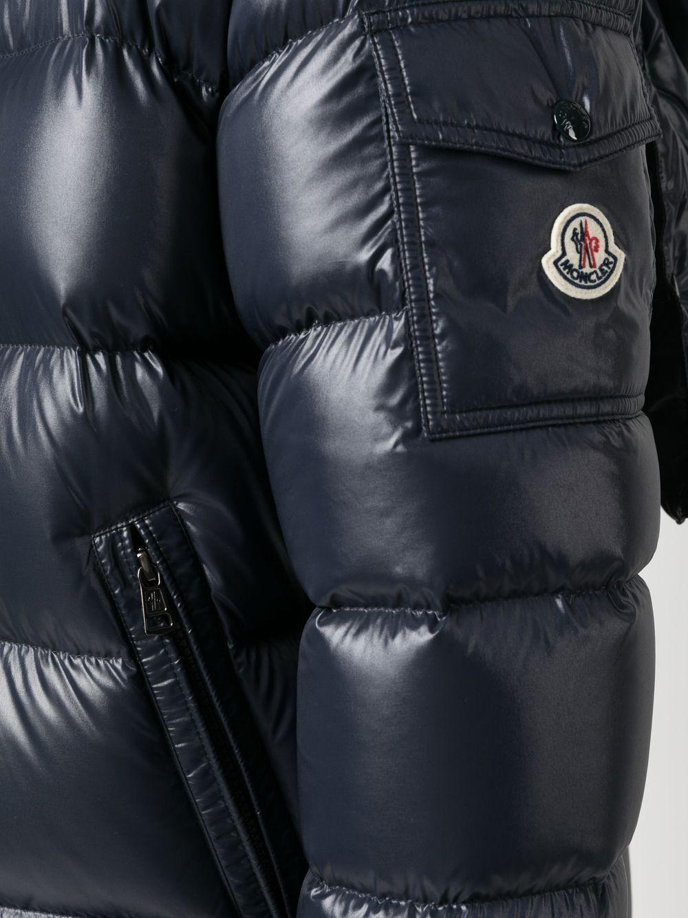 MONCLER Piumino corto blu con cappuccio