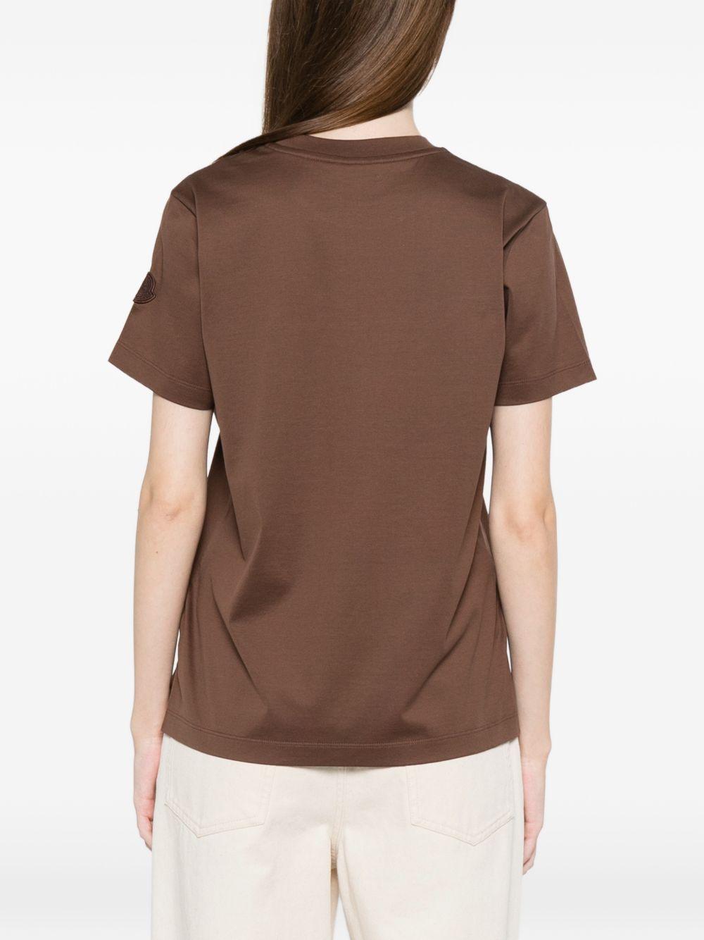 MONCLER T-shirt marrone a maniche corte
