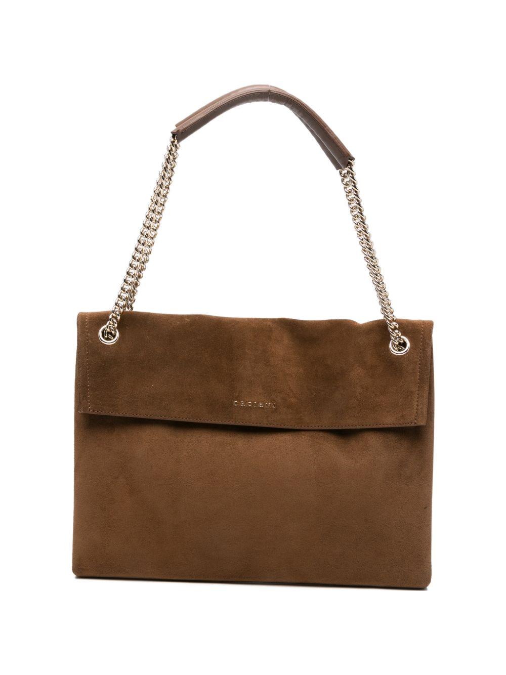 ORCIANI Borsa a spalla in suede Peach Coa