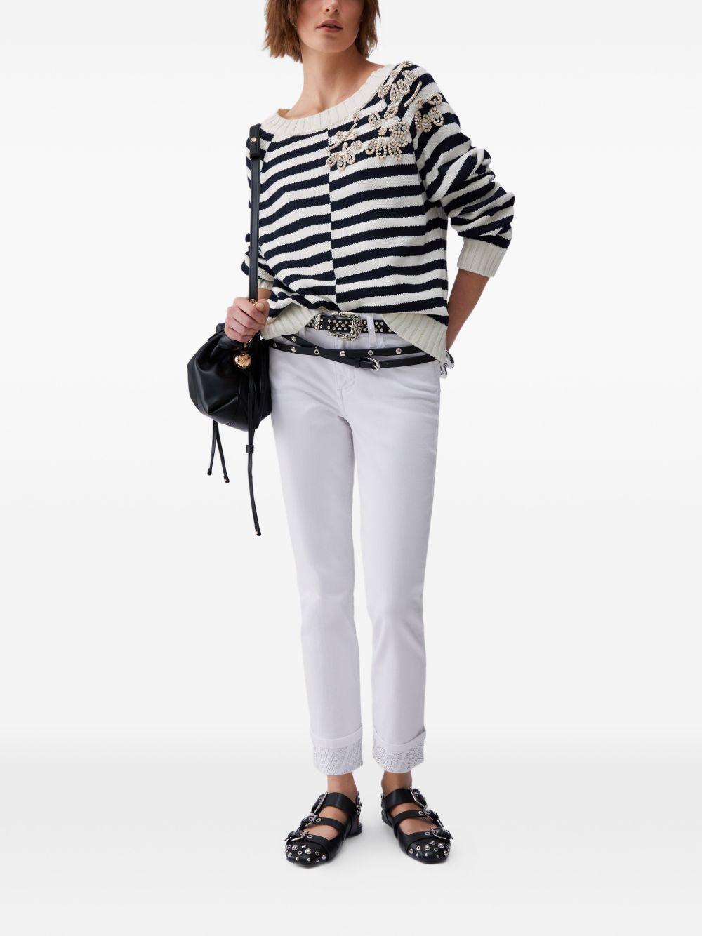 LIUJO Maglia girocollo a righe con decorazione