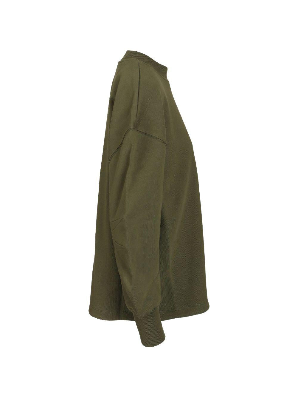 THE ATTICO Felpa verde oliva con logo ricamato e dettaglio cut-out