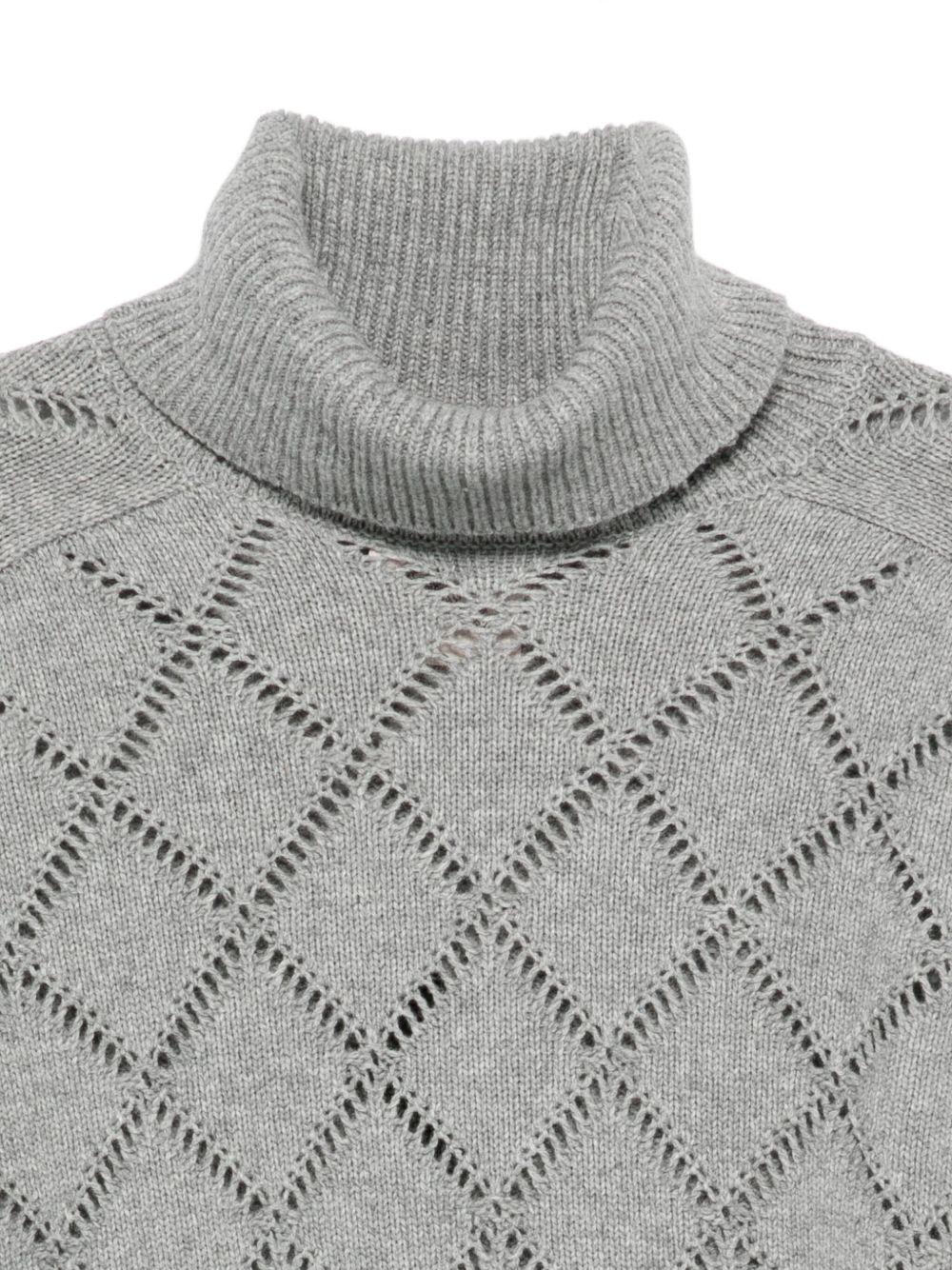 SEMICOUTURE Maglia 'Desideria' in cashmere grigio con fantasia a rombi