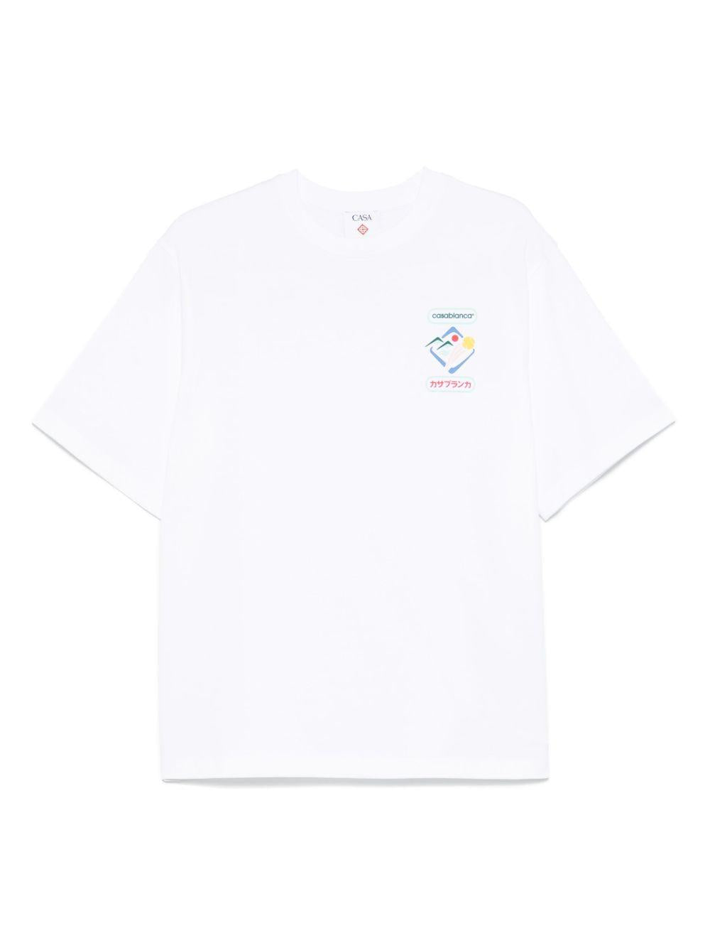 CASABLANCA T-shirt in cotone bianco con stampa