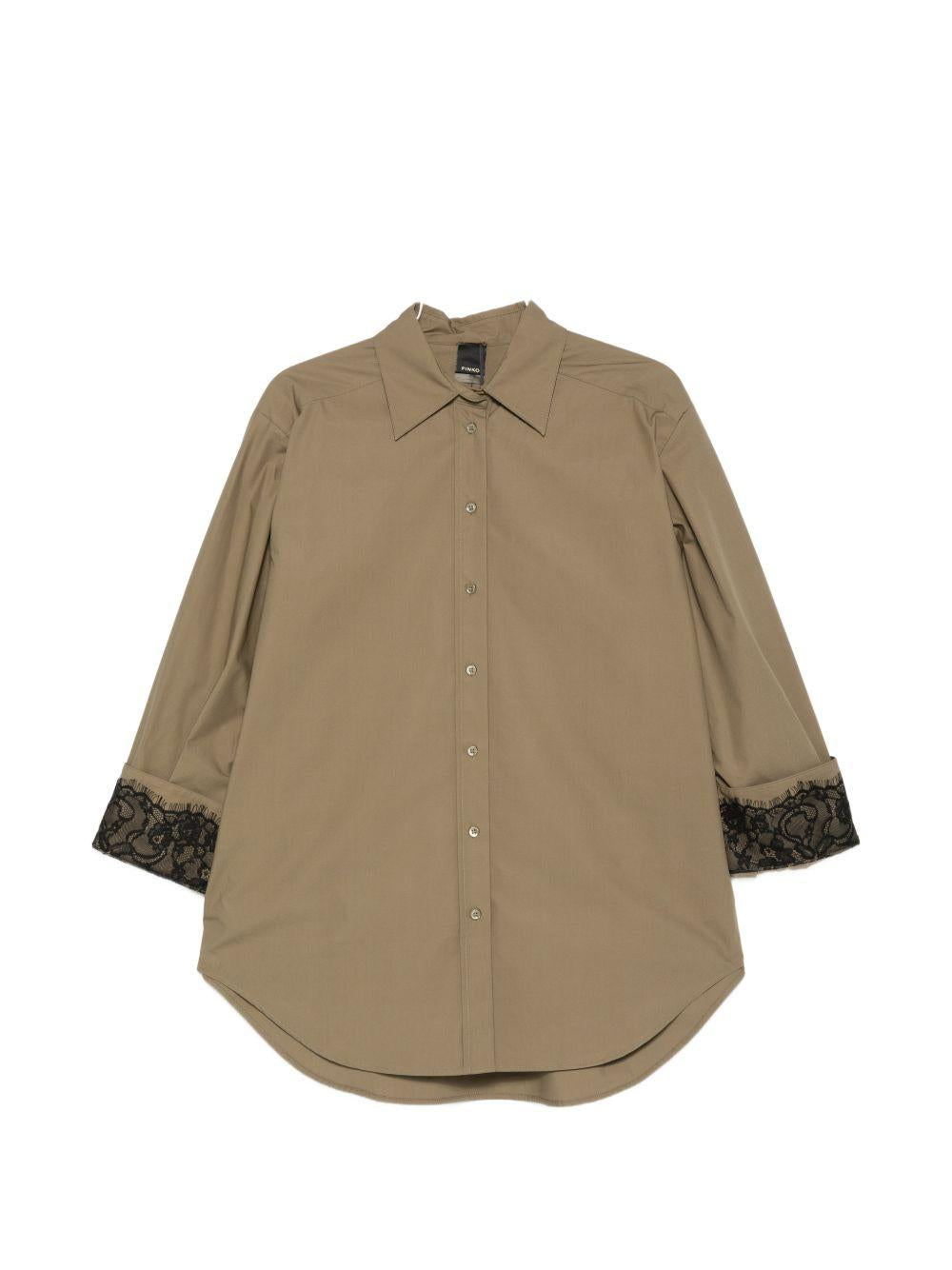 PINKO Camicia Torchiatura con polsini ricamati marrone