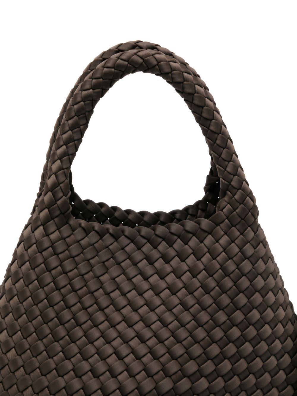 MARREA Borsa shopping marrone con texture intrecciato