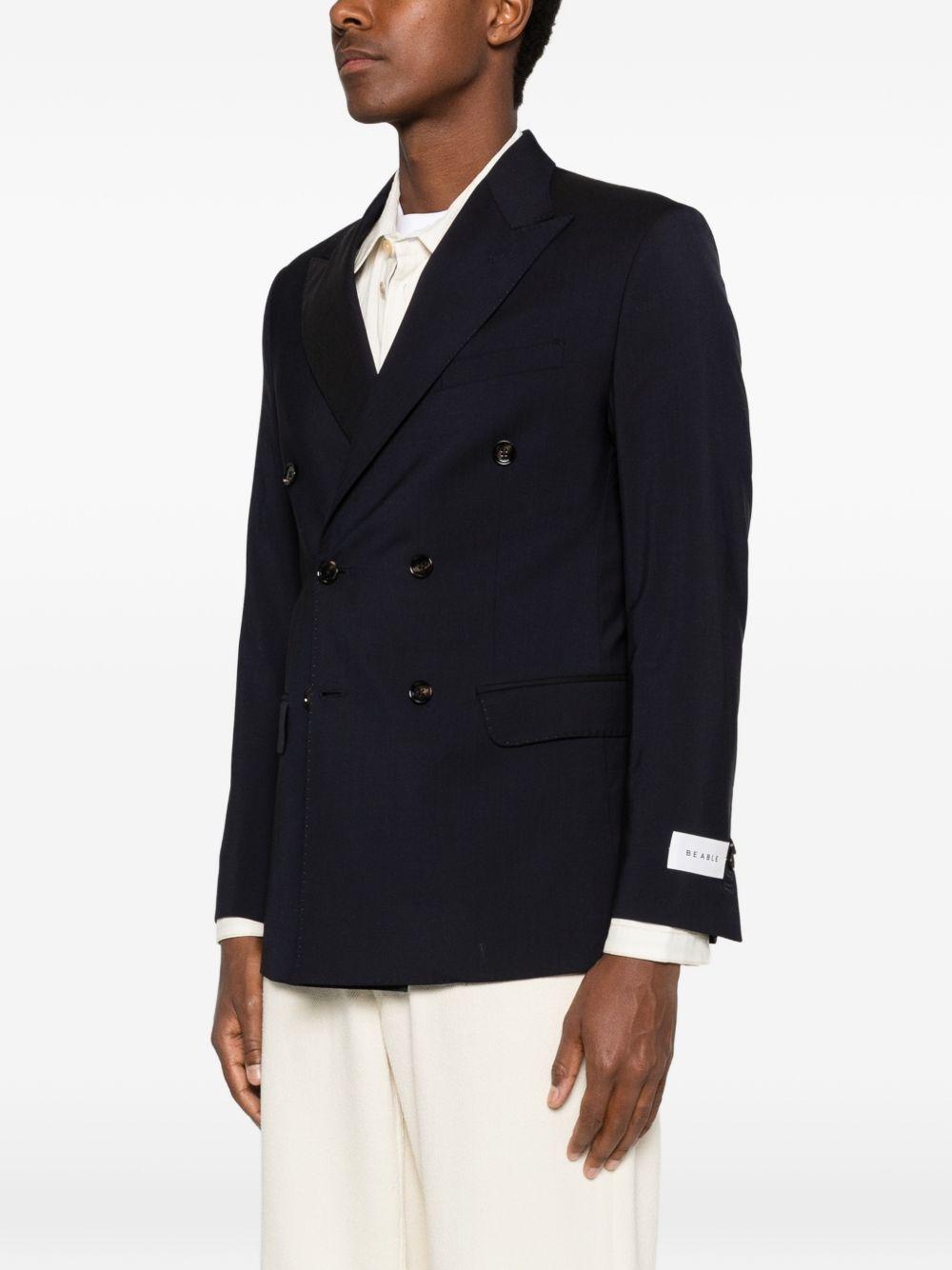 BE ABLE Blazer di Be Able in cotone blu scuro con chiusura doppiopetto