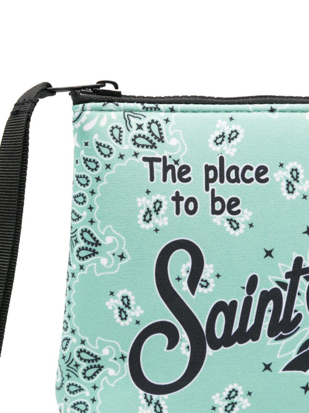 MC2 SAINT BARTH Pochette Aline con motivo jacquard e logo tipografico azzurra