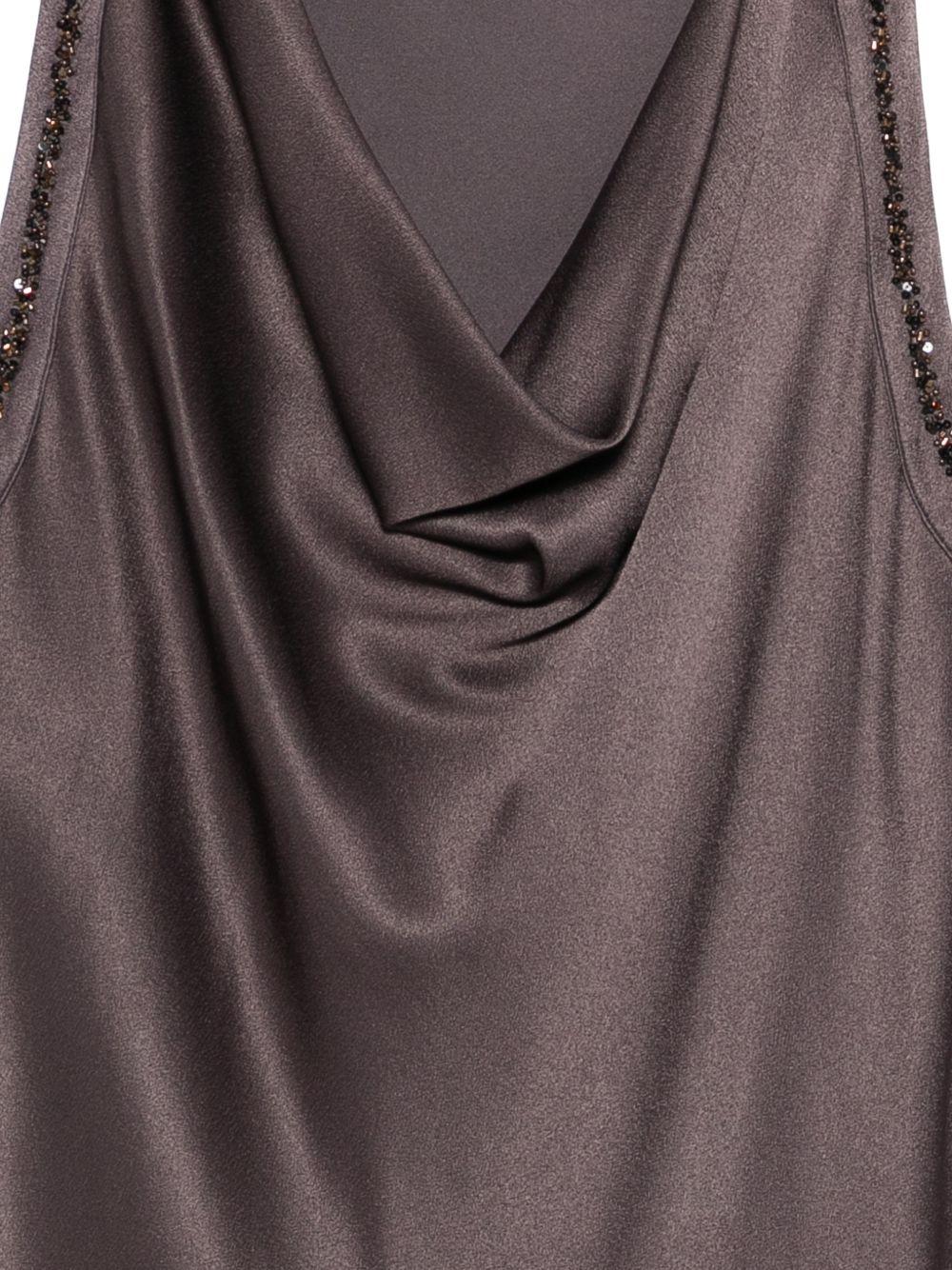 ANTONELLI Top Becky in satin con scollo drappeggiato e fondo asimmetrico