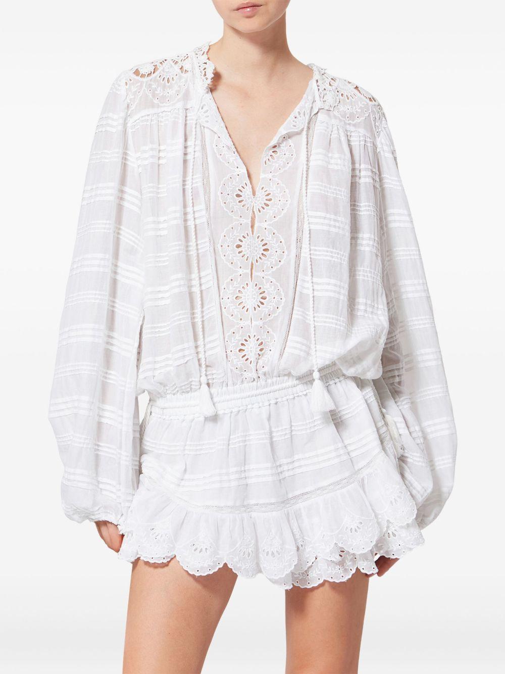 MARANT ETOILE Abito corto bianco con dettagli in San Gallo