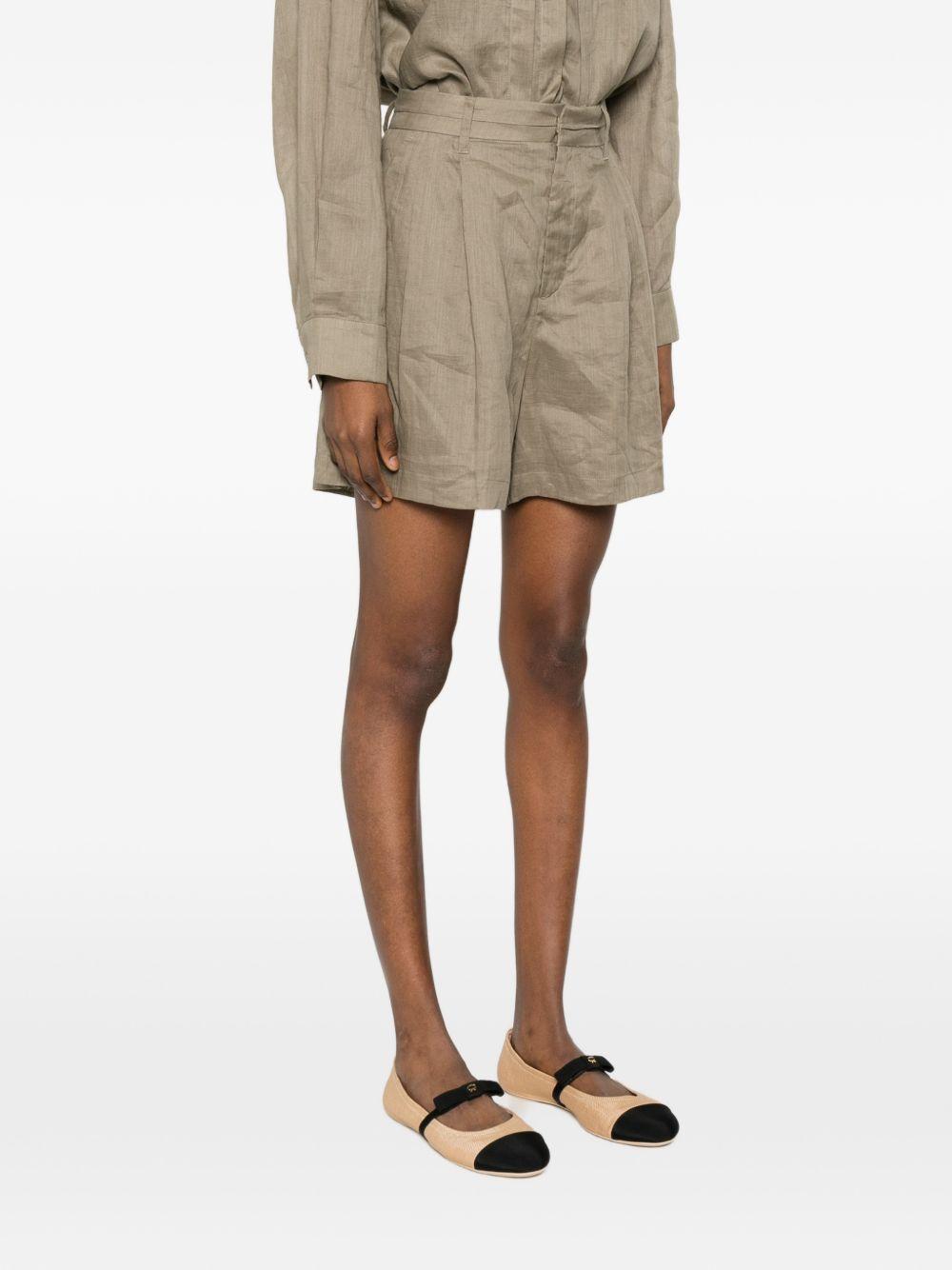 ELEH Shorts color fango con passanti per cintura