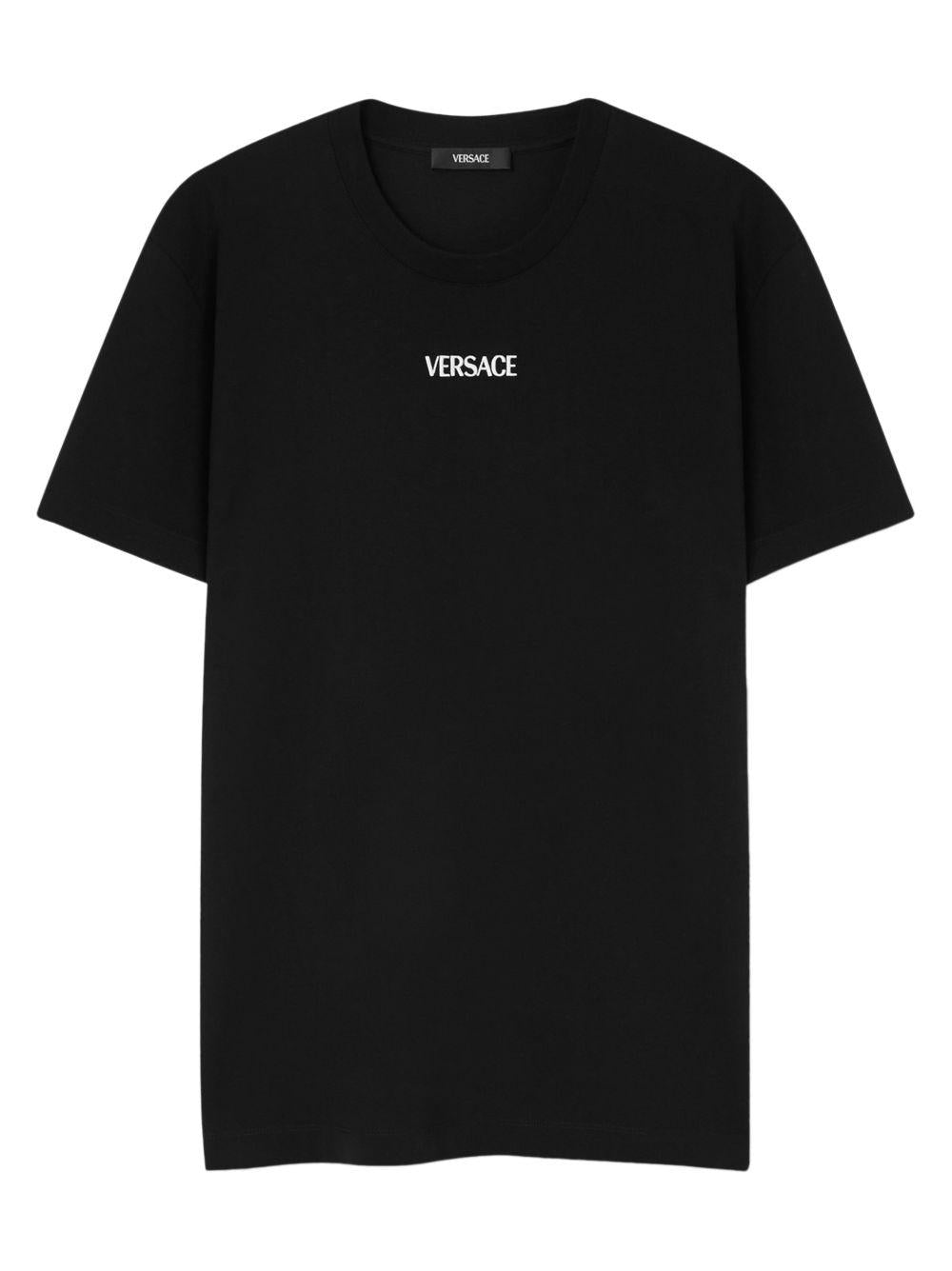 VERSACE T-shirt nera con scollo rotondo<BR/><BR/>