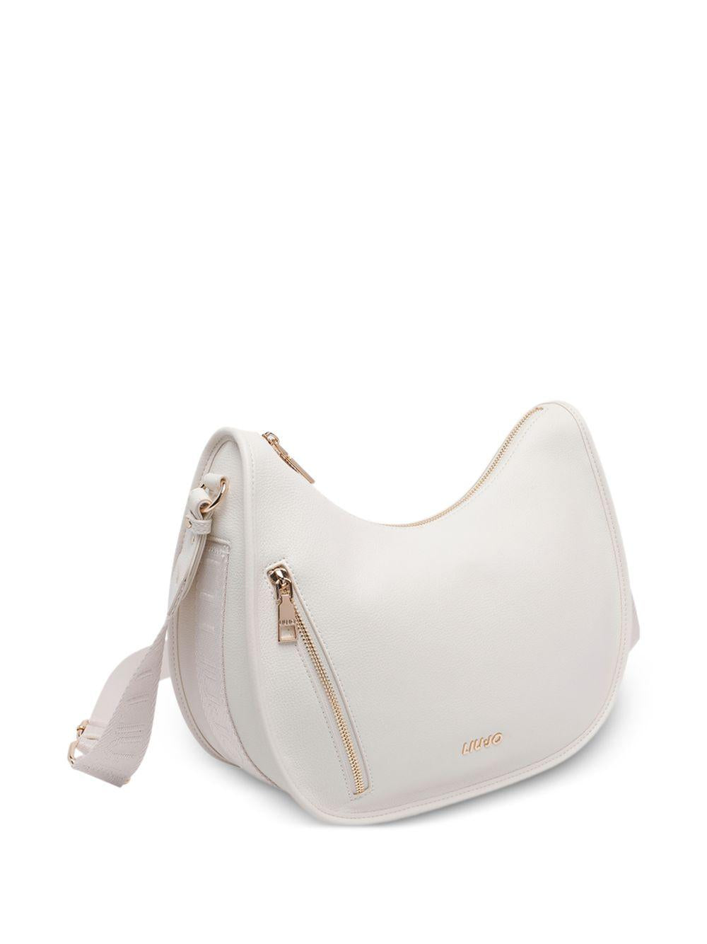 LIUJO Borsa a tracolla crema in ecopelle con tasca laterale